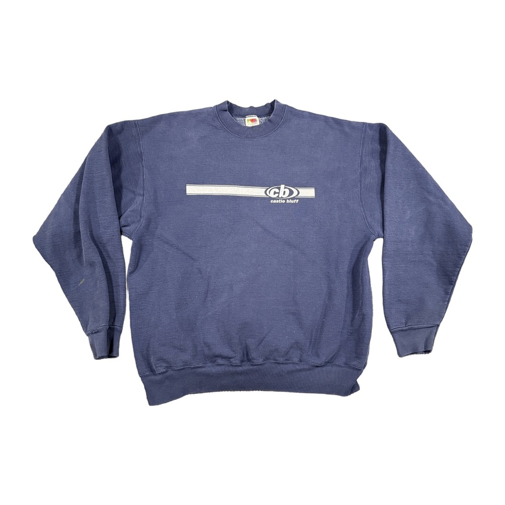 Vintage Castle Bluff Fruit of the Loom Sweatshirt XL Navy Blue Made in USA 90s